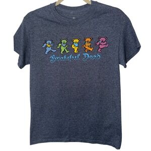 Grateful Dead Dancing Bears Graphic T Shirt Heather Gray Rock Band Tee‎